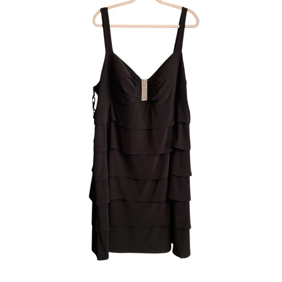 Laura Plus Dresses & Skirts - Laura Plus Elegant Black Layered Dress-V-Neck-Rhinestone Embellishment-Size24W